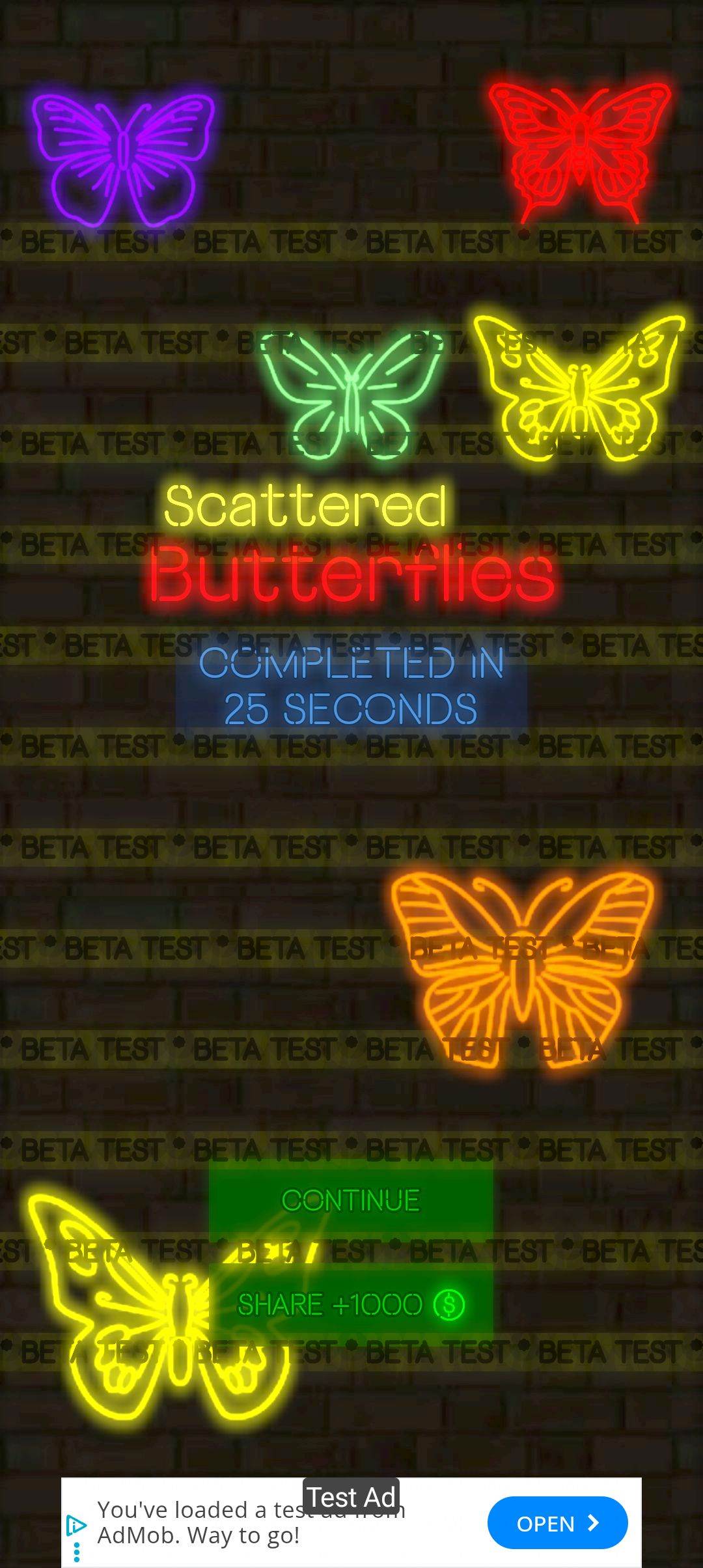 Title screen from the 'Scattered Butterflies' game.