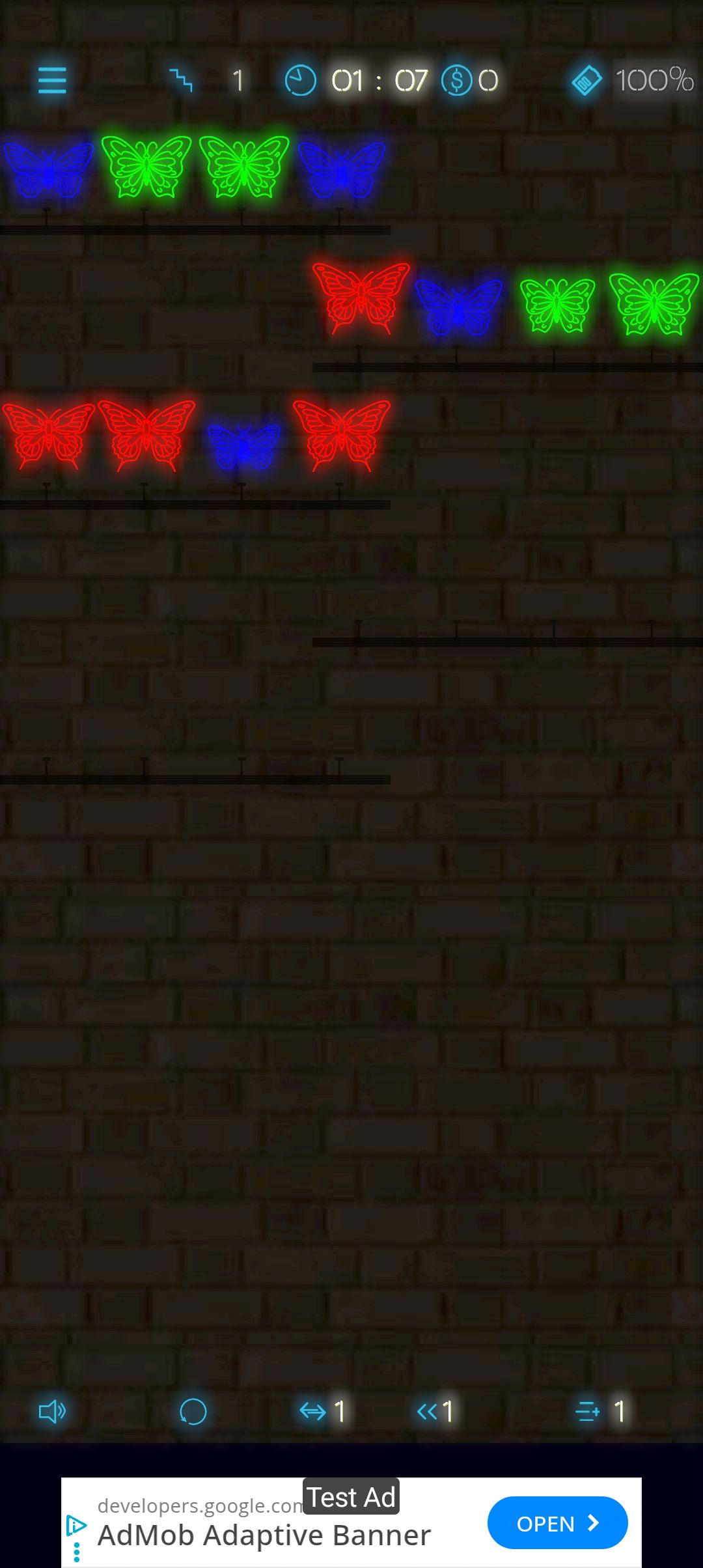 Screenshot from the 'Scattered Butterflies' game.